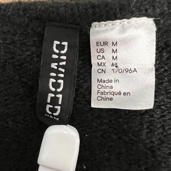 H&M Divided Women’s Button Up Cropped Long Sleeve Cardigan Black/White Medium - Picture 8 of 9